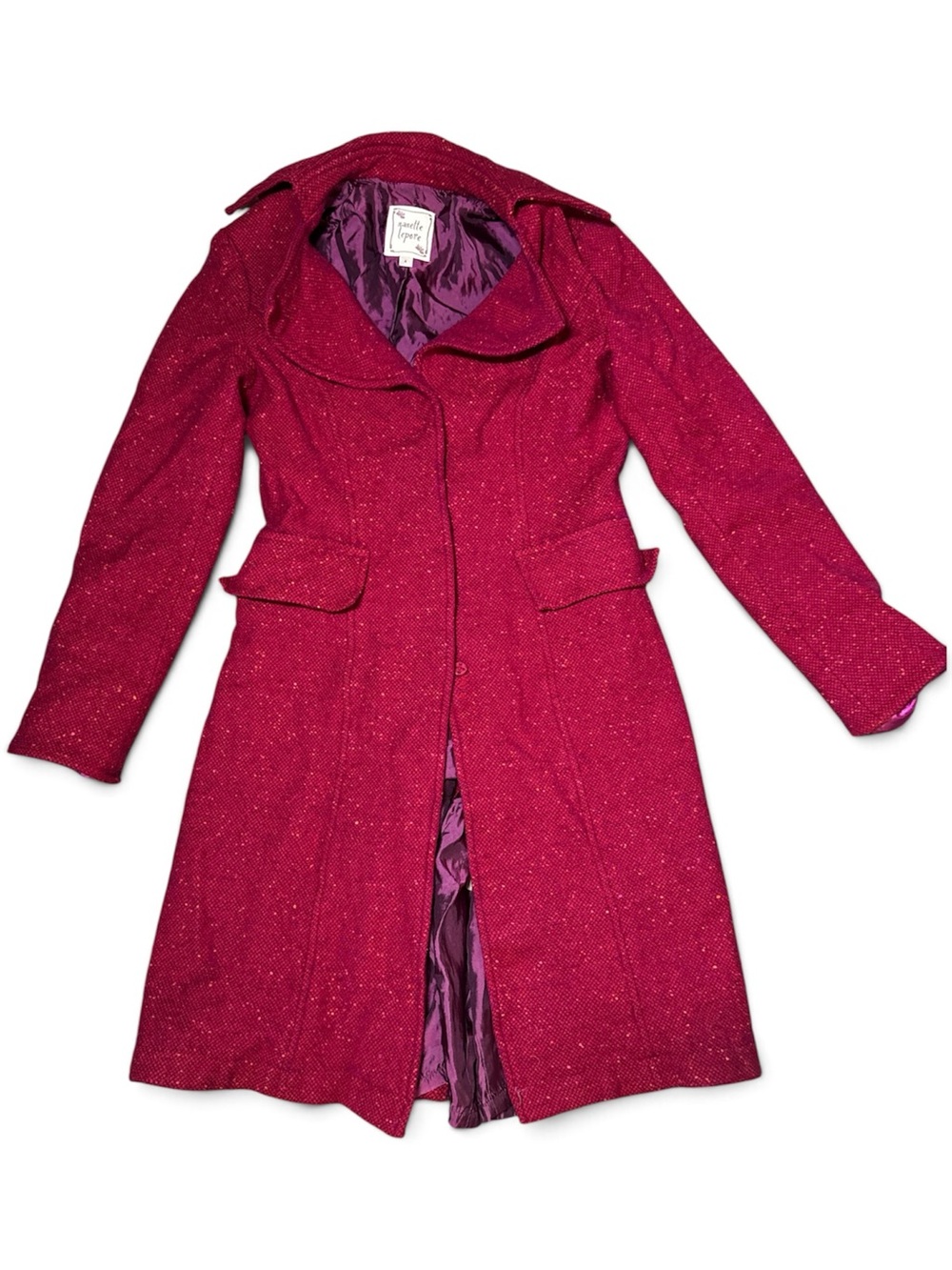 Nanette Lepore 92% Wool Berry Magenta Statement Coat Women’s Size 4